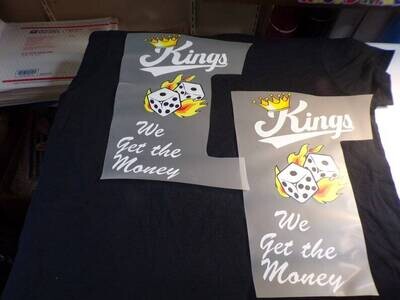 Kings We Get The Money Iron Heat Stamp (White Writing) SALE LIMITED TIME