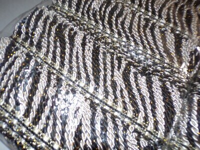 13 Yard Value Pack / 3.5 Inch Bullion Fringe Trim / Black/White/ gold trim 40Ft / 13.015Meters