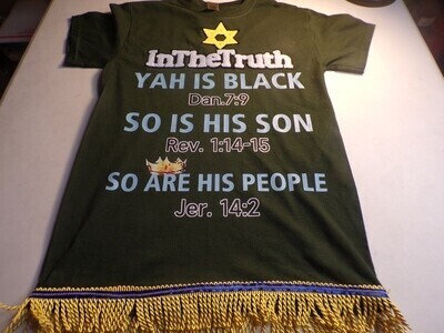 Yah Is Black, Dan 7:9 So Is His Son, Rev 1.14, So Are His People Jer.14.2 (Green Shirt)