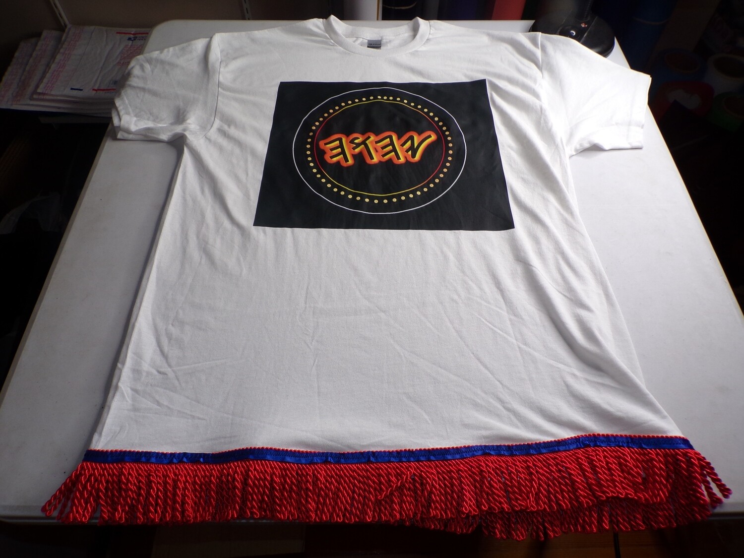 Yahawa White Tee Red Fringes