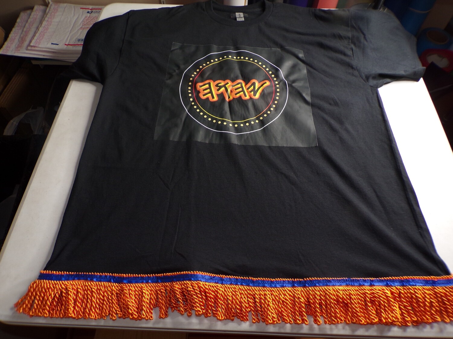 Yahawa Black Tee Orange Fringes