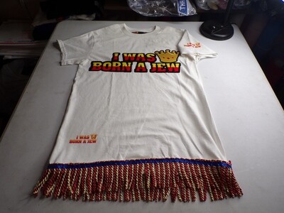 I Was Born A Jew (White) w/ Red/Gold Fringes (Patch)