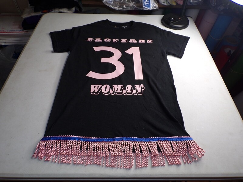 Proverbs 31 Continued (Black) w/ Pink Fringes