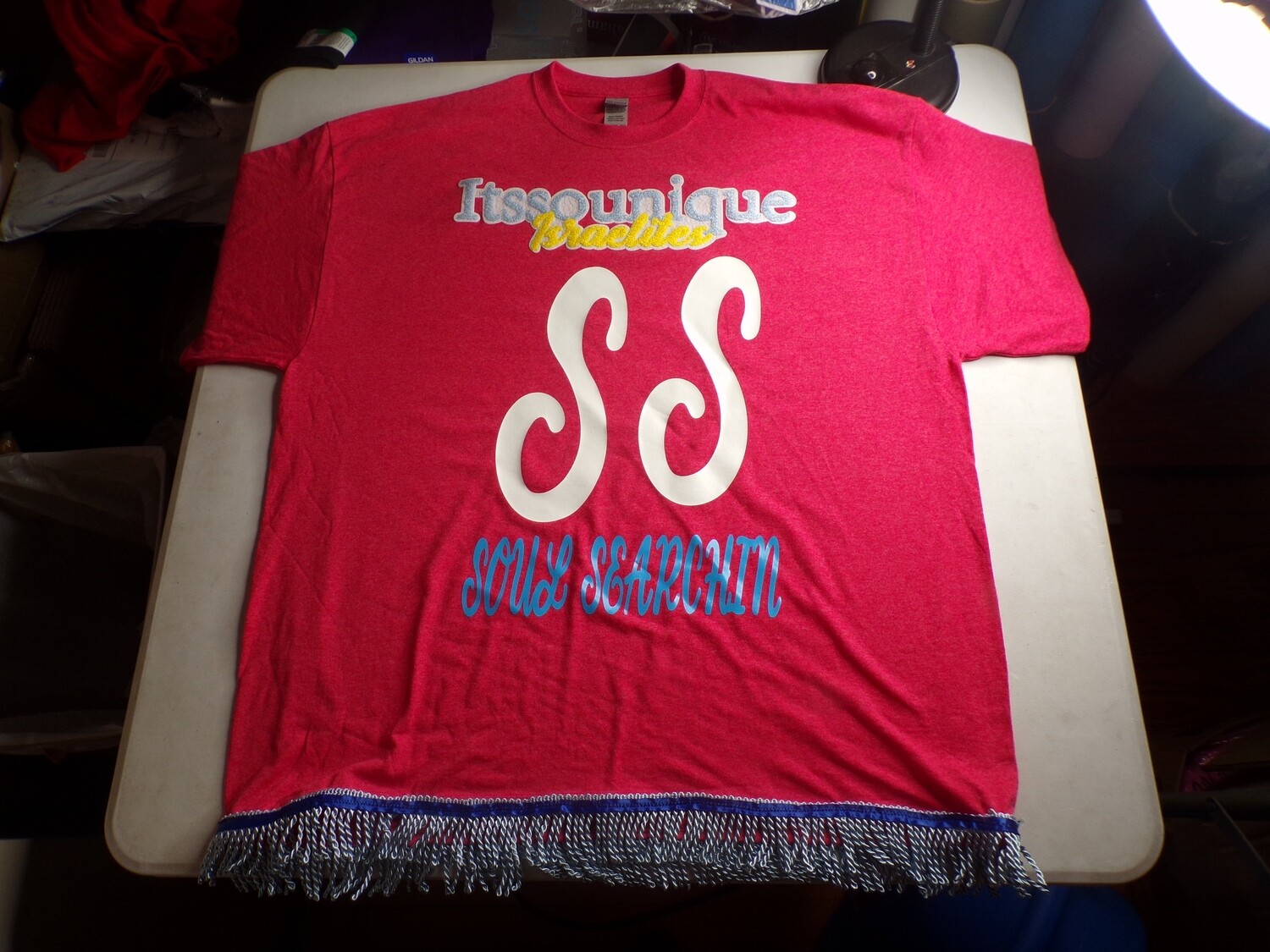 Itssounique Israelites SS Soul Searchin Heather Red (Shirt) w/Sky Blue Fringes