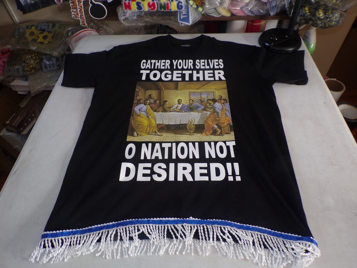 Gather Yourselves Together O Nation Not Desired!! white fringes
