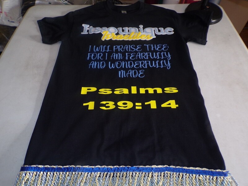 Itssounique Israelites Psalms 139:14 w/Sky Blue Gold Fringes