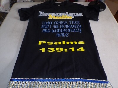 Itssounique Israelites Psalms 139:14 w/Sky Blue Gold Fringes