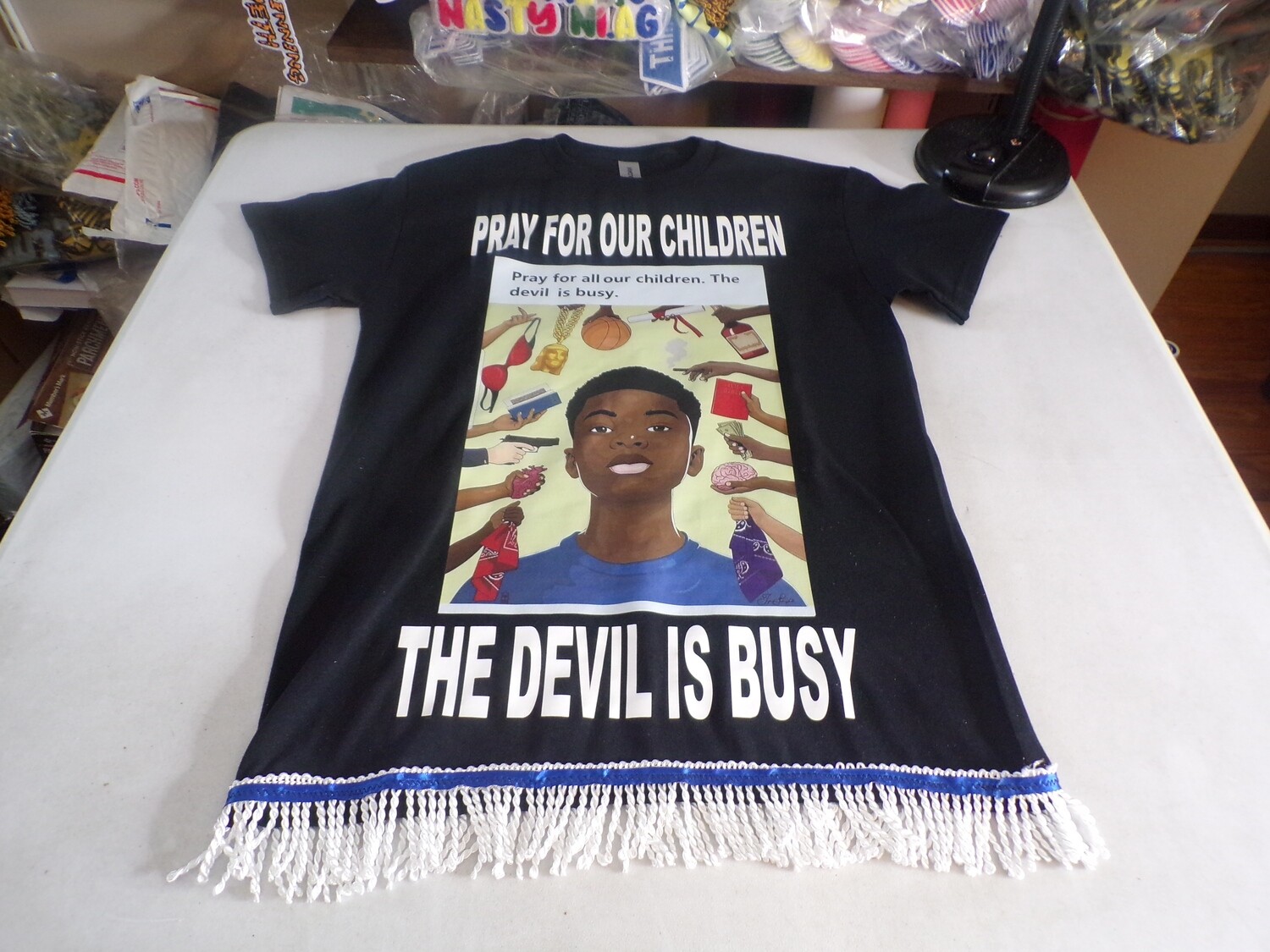 Pray For All Our Children The Devil Is Busy White Fringes