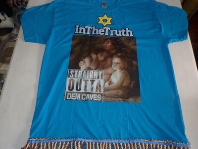 InTheTruth Straight Outta Dem Caves Tropical Blue Tee Brown/Gold Fringes