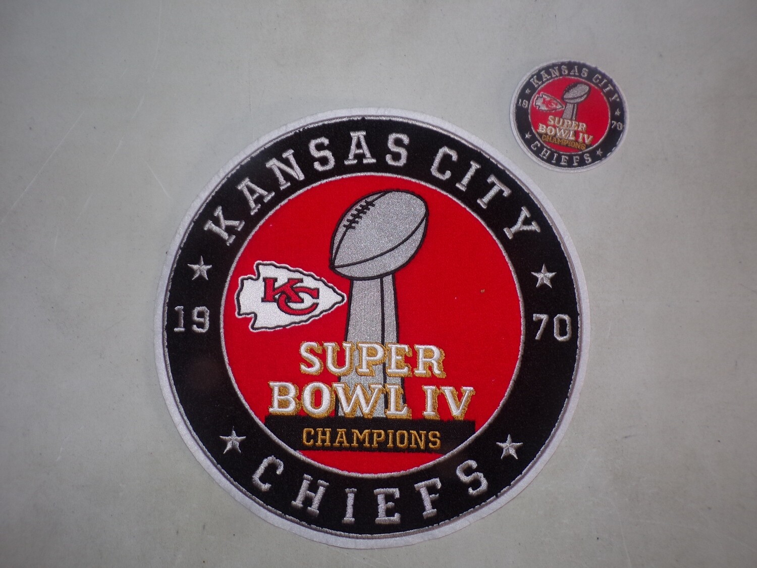 KC CITY CHIEF 11 INCH + 4 X8 INCH IRON ON CHANEL 1970 SUPERBOWL  PATCH SET
