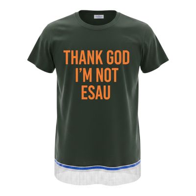 Thank God I'm Not Esau Forest Green w/White Fringes