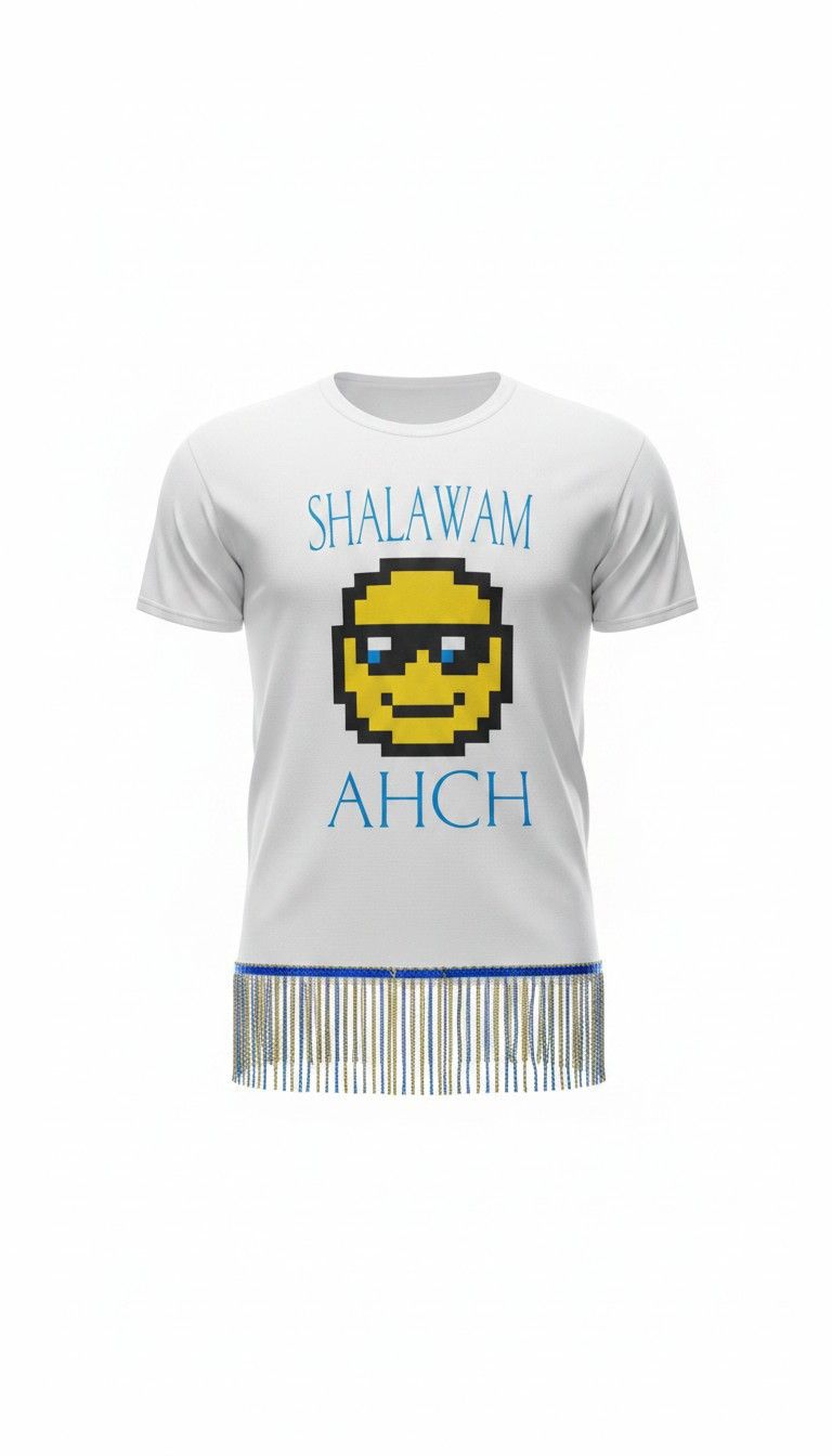 Shalawam Ahch Stitch Work White w/Sky Blue Gold Fringes