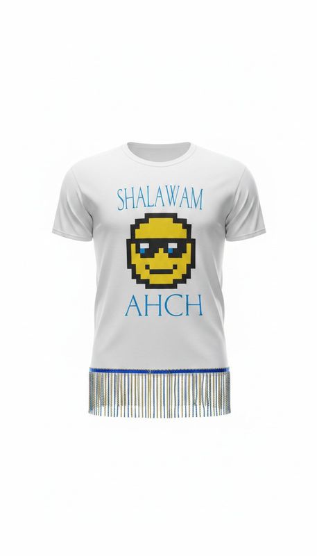 Shalawam Ahch Stitch Work White w/Sky Blue Gold Fringes