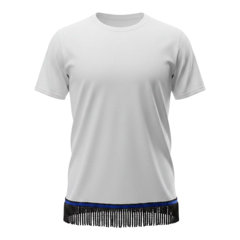 Solid White Gildan Black Fringes