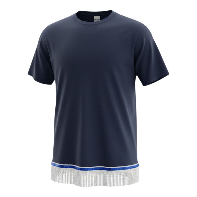 Solid Navy-Blue White Fringes