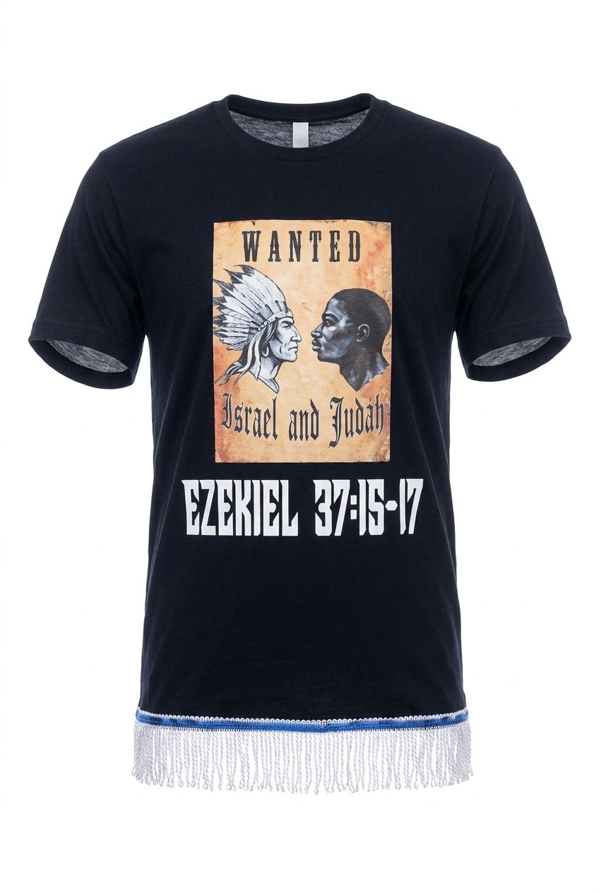 And Join Them One to Another into One Stick Ezekiel 37:15-17 Black Tee White Fringes