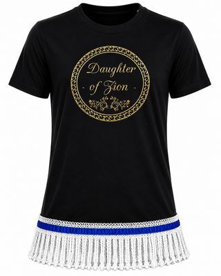 Daughter of Zion Black Tee Brown Fringes