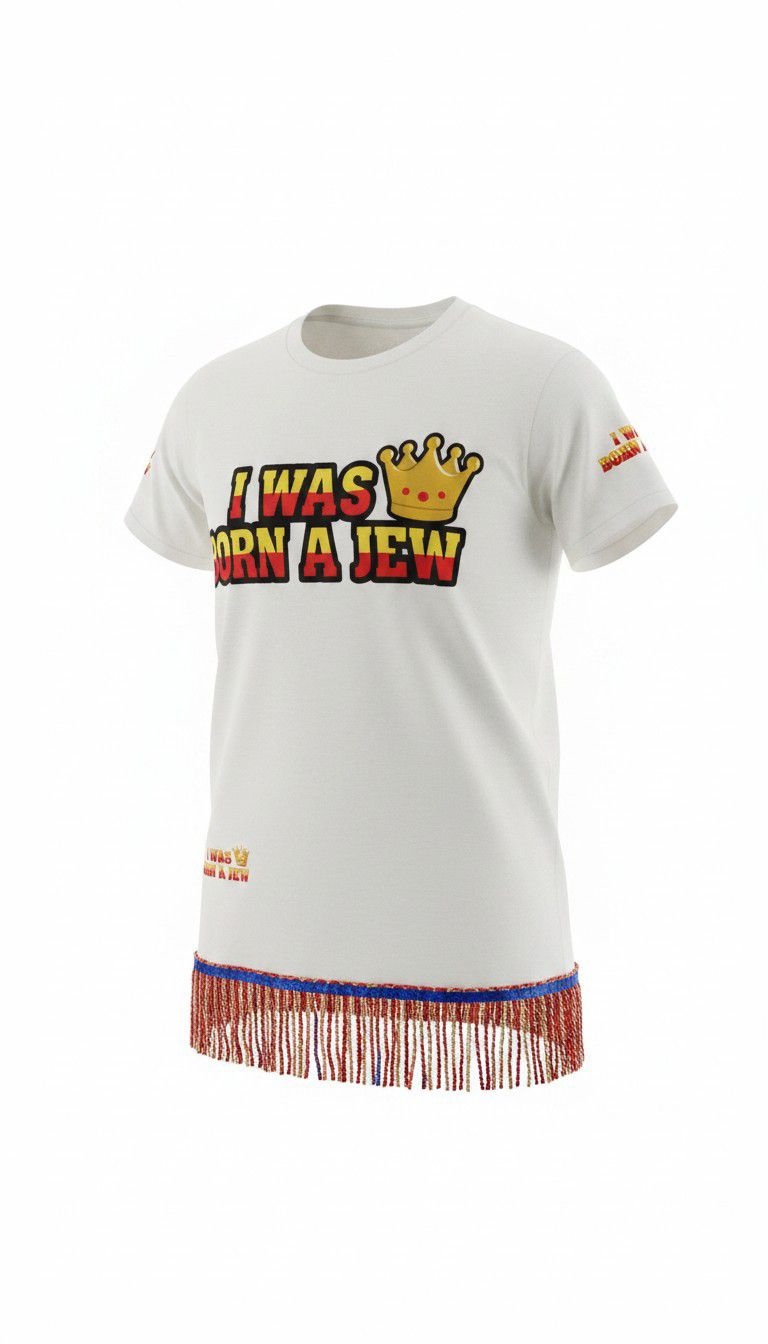 I Was Born A Jew (White) w/ Red/Gold Fringes (Patch)