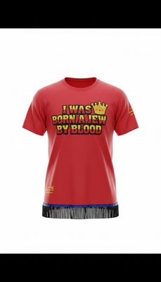 I Was Born A Jew By Blood (Red) w/Black Fringes