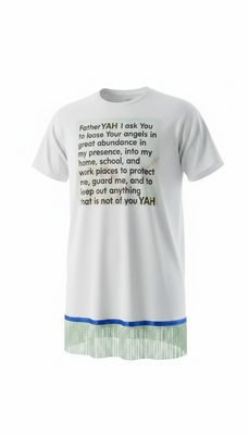 Father Yah I Ask You White Shirt with Light Green Fringes