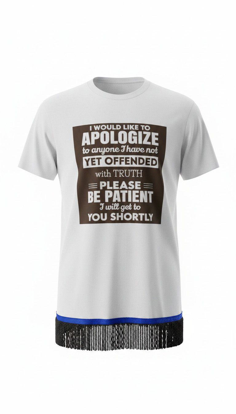 I Would Like To Apologize To Anyone I Have Not Yet Offended w/Black Fringes