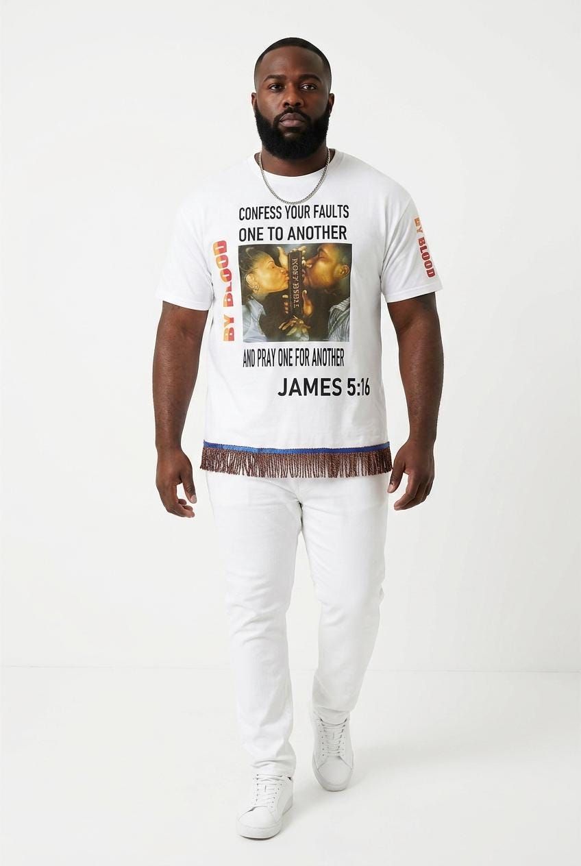 Confess Your Faults One To Another And Pray One For Another James 5:16 Men Tee Brown Fringes