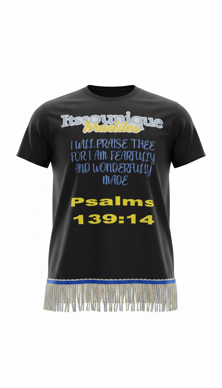 Itssounique Israelites Psalms 139:14 w/Sky Blue Gold Fringes
