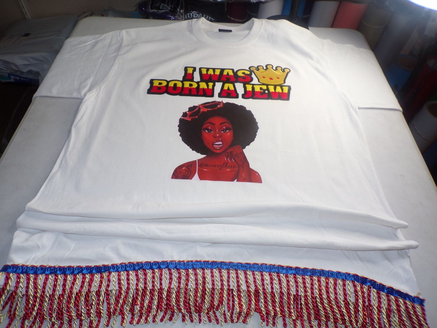 I Was Born a Jew Daughter of Zion Red Gold Fringes