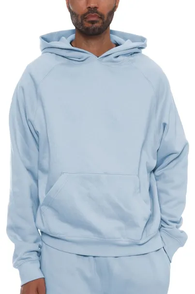 100% Cotton Premium Heavyweight Cross-Grain Hooded Sweatshirt  Powder Blue