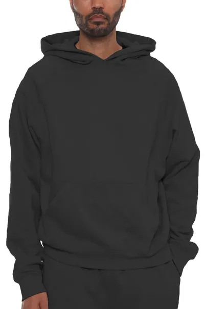 100% Cotton Premium Heavyweight Cross-Grain Hooded Sweatshirt Black