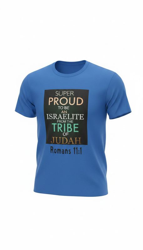 Super Proud to Be an Israelite from the Tribe of Judah Royal Blue Tee Romans 11:1 White Fringes