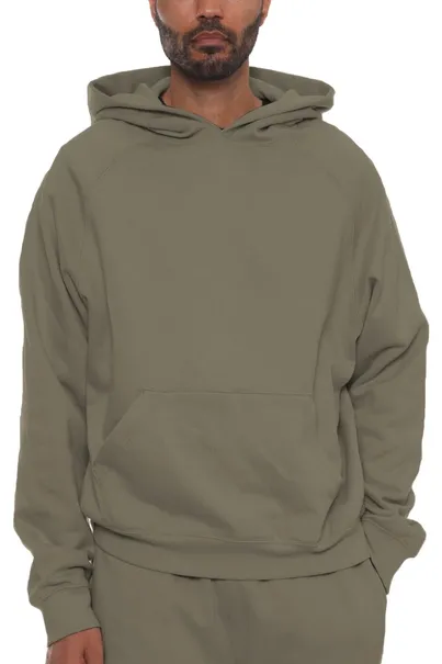 100% Cotton Premium Heavyweight Cross-Grain Hooded Sweatshirt Military