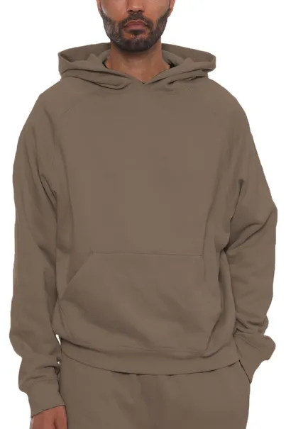 100% Cotton Premium Heavyweight Cross-Grain Hooded Sweatshirt Coffee