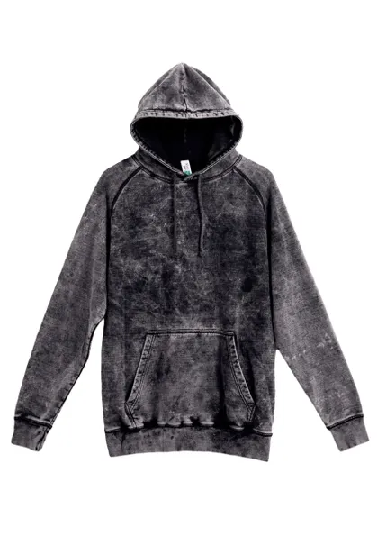 Vintage Raglan Cotton Premium Heavyweight  Hooded Sweatshirt Cloud Black