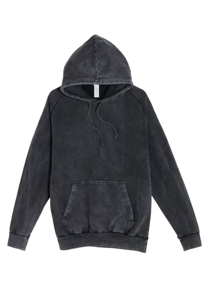 Vintage Raglan Cotton Premium Heavyweight Hooded Sweatshirt Black