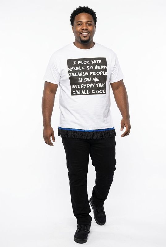 I'm All I Got White Tee Black Fringes