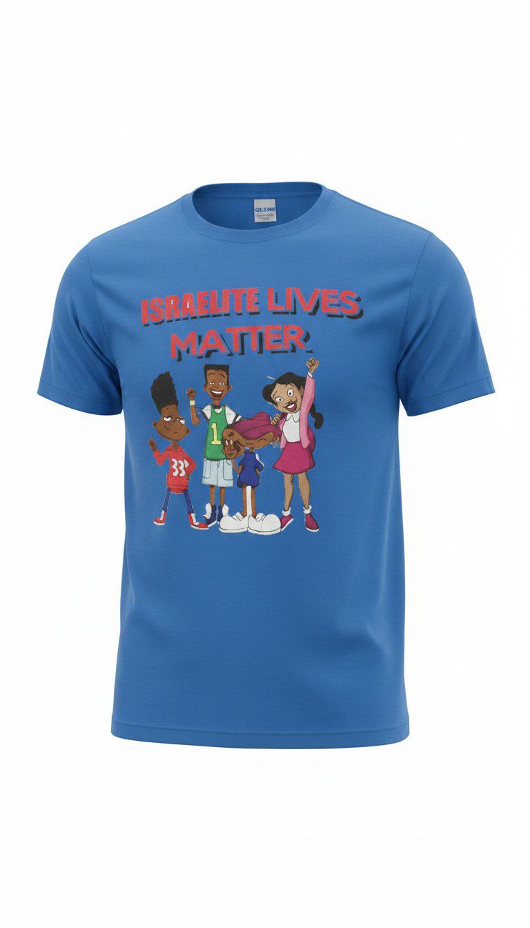 Israelite Lives Matter Blue Tee Red Fringes