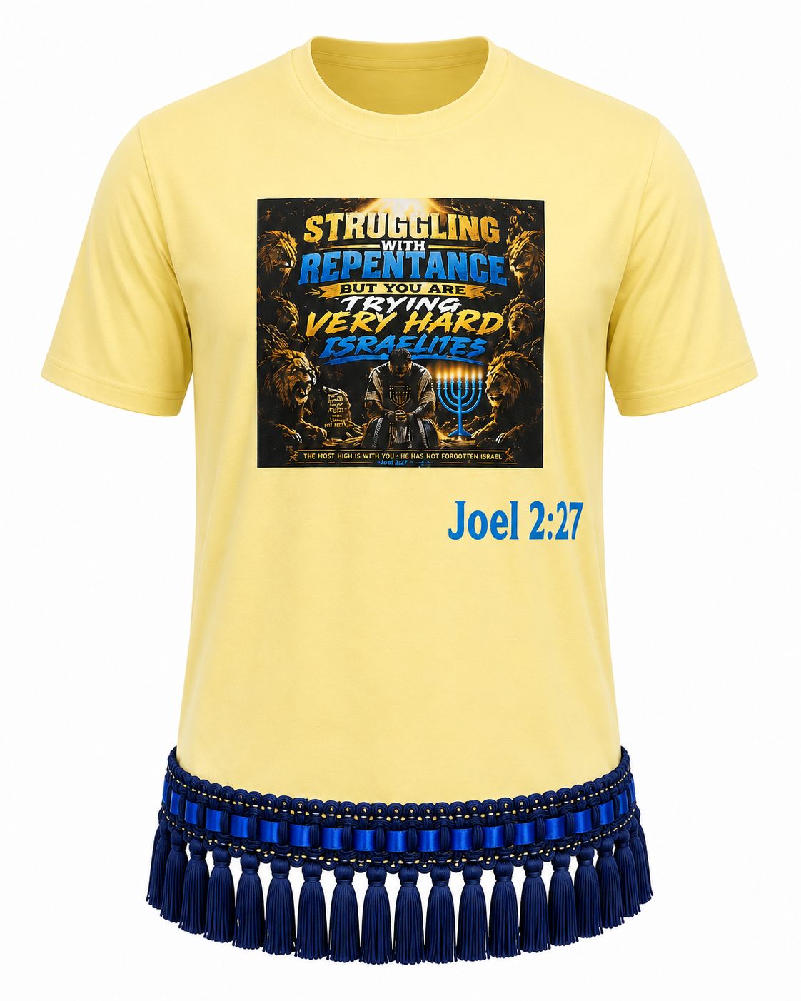 Struggling With Repentance But You Are Trying Very Hard Israelites Joel 2:27 Navy Blue Fringes