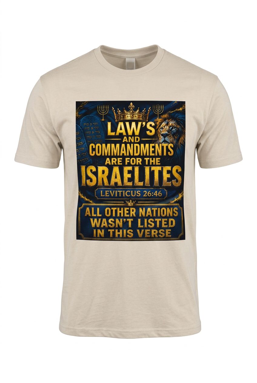 Laws And Commandments Are for the Israelites Leviticus 26:46 All Other Nations Wasn't Listed in This Verse Sand Tee Navy Blue Fringes