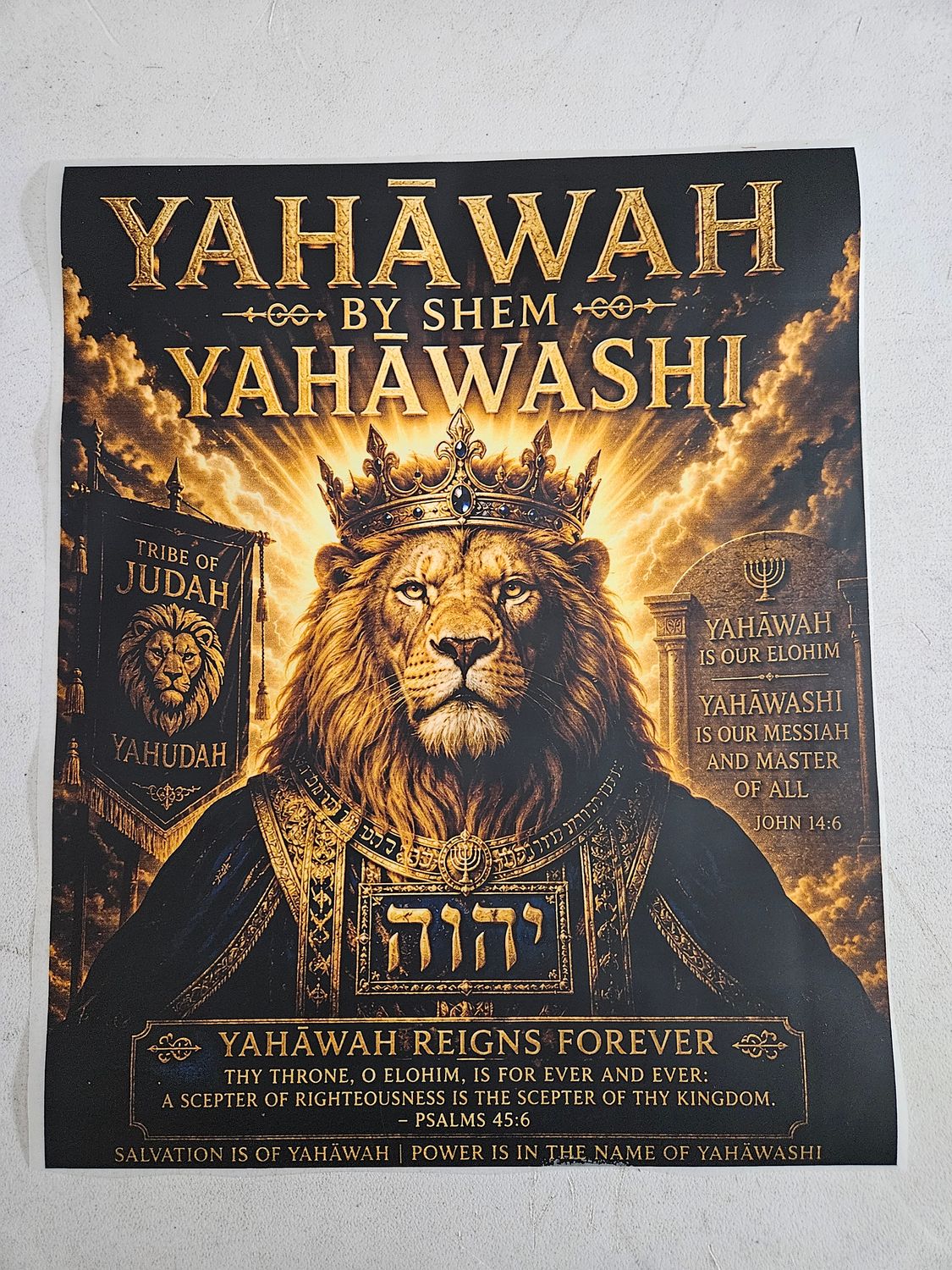 Yahawah by Shem Yahawashi Reigns Forever Psalms 45:6