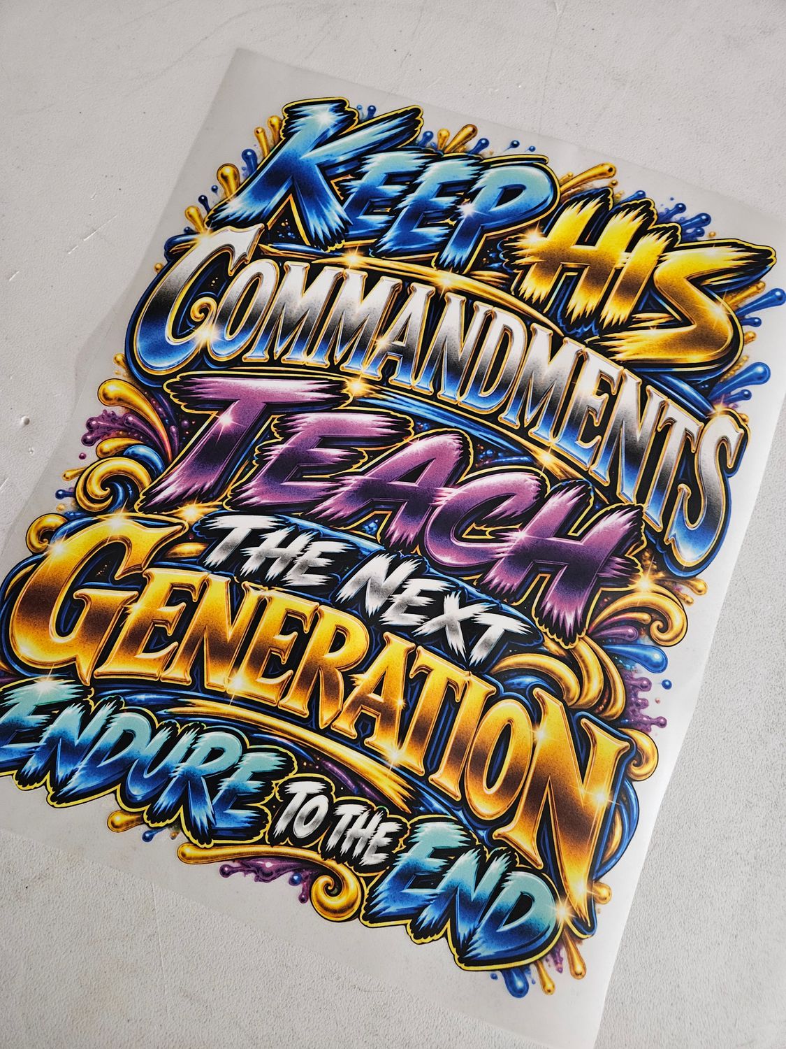 Keep His Commandments Teach the Next Generation Endure to the End Iron On Patch 11x14 Inches