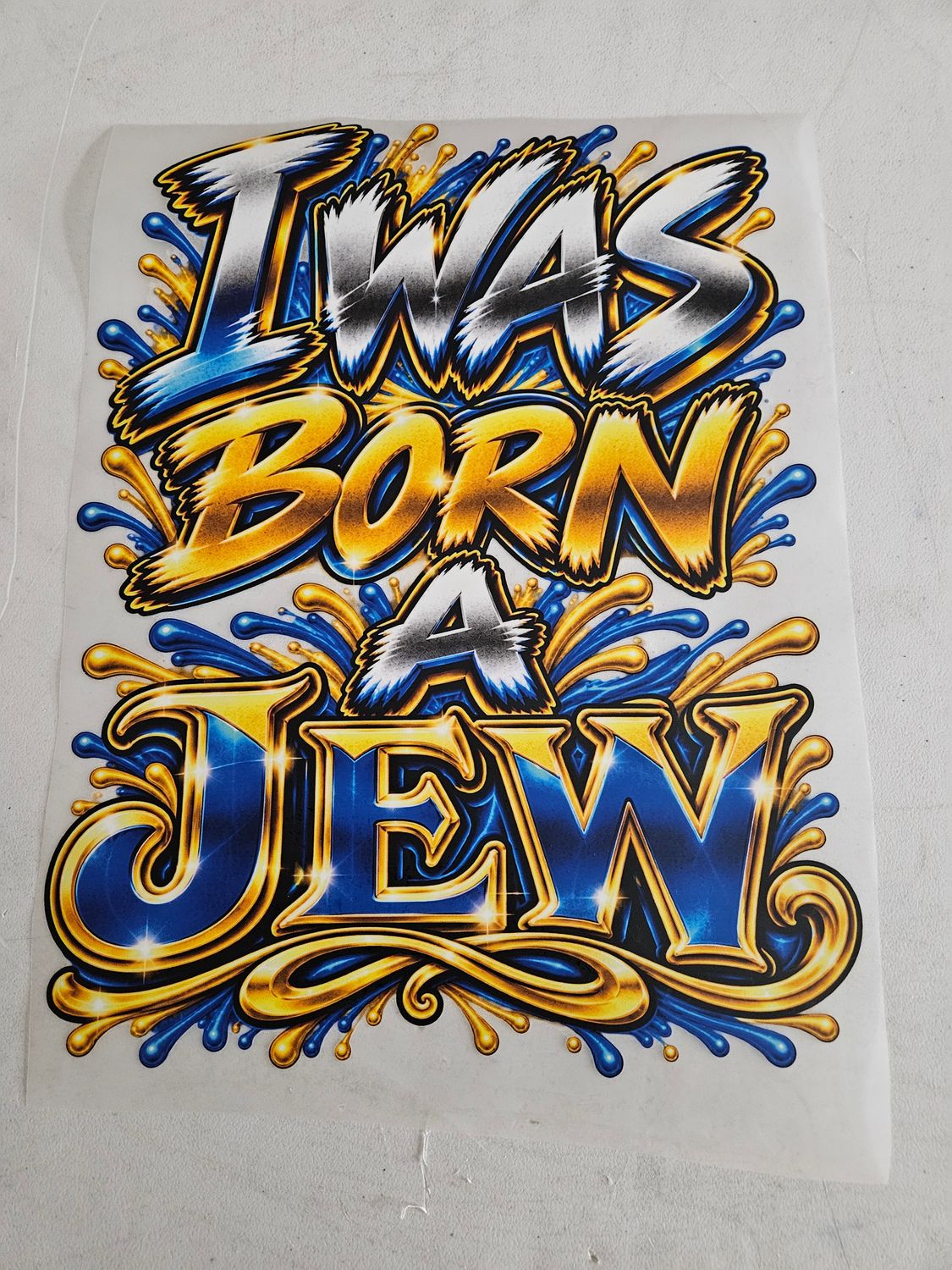 I Was Born A Jew Iron on Patch 11x14 Inches