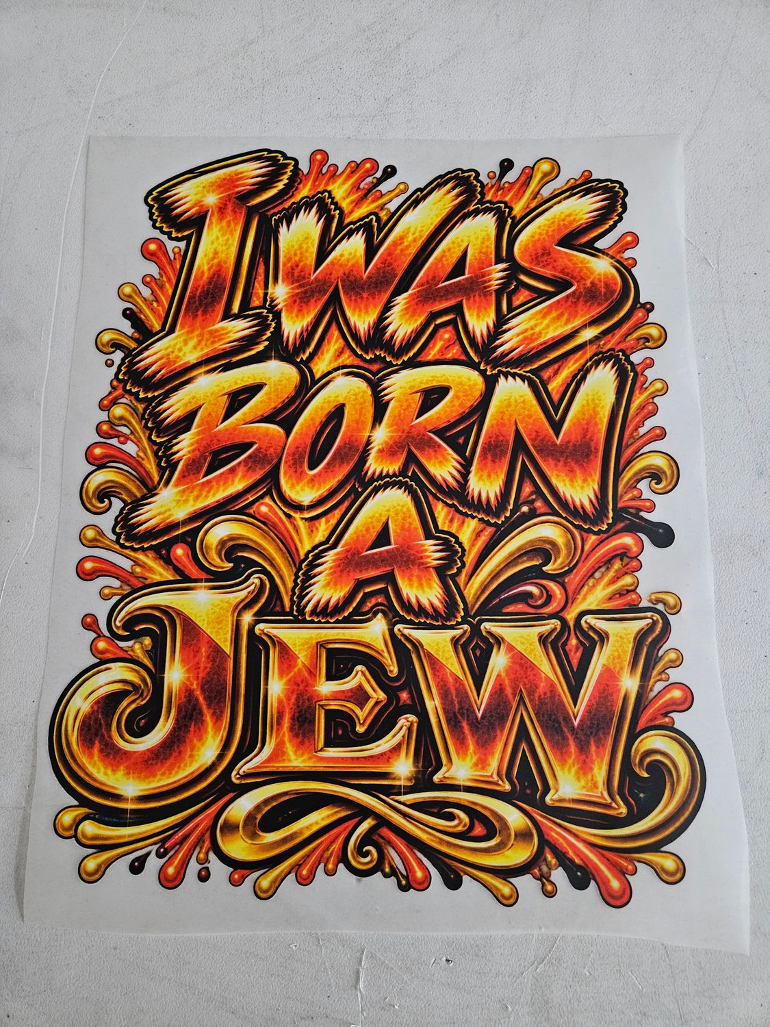 I Was Born A Jew Iron on Patch 11x14 Inches