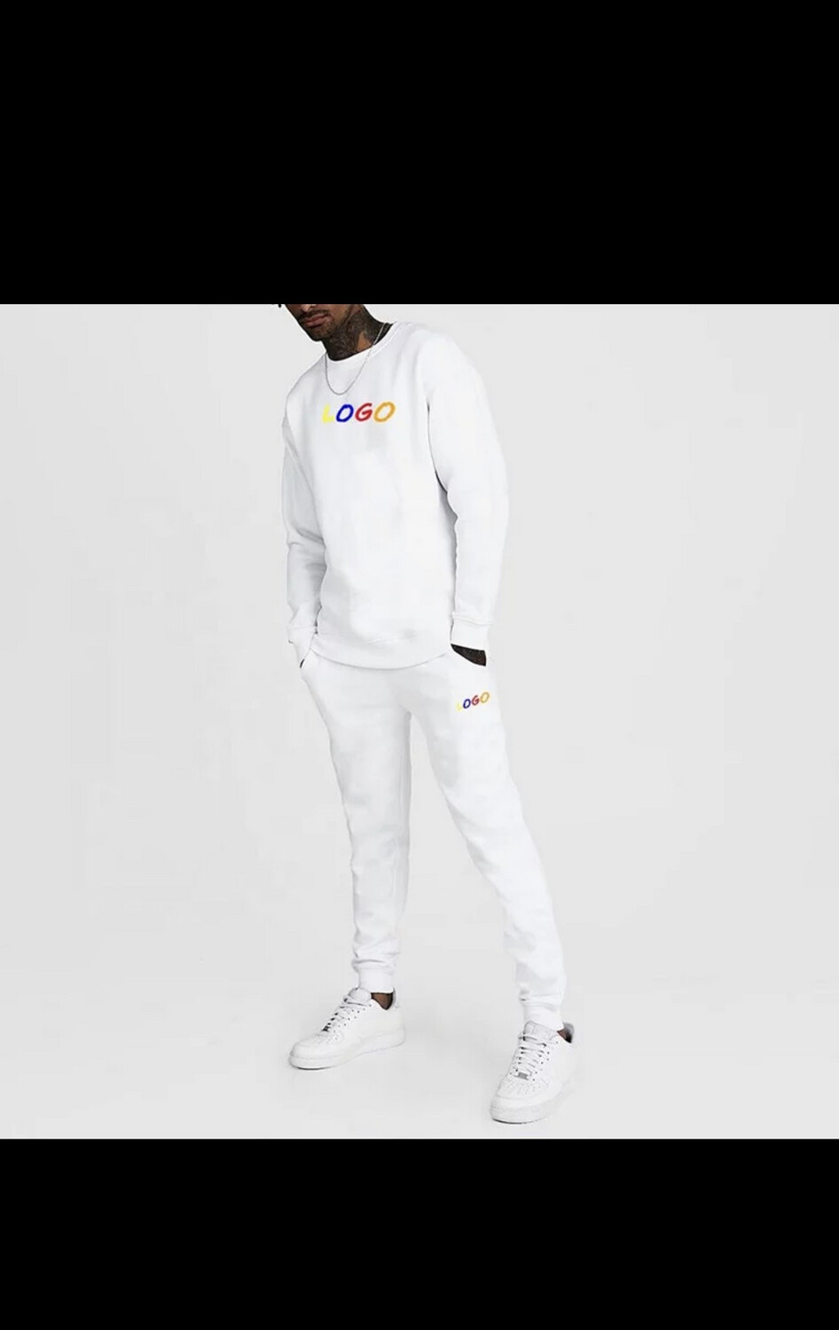 White tracksuit with logo