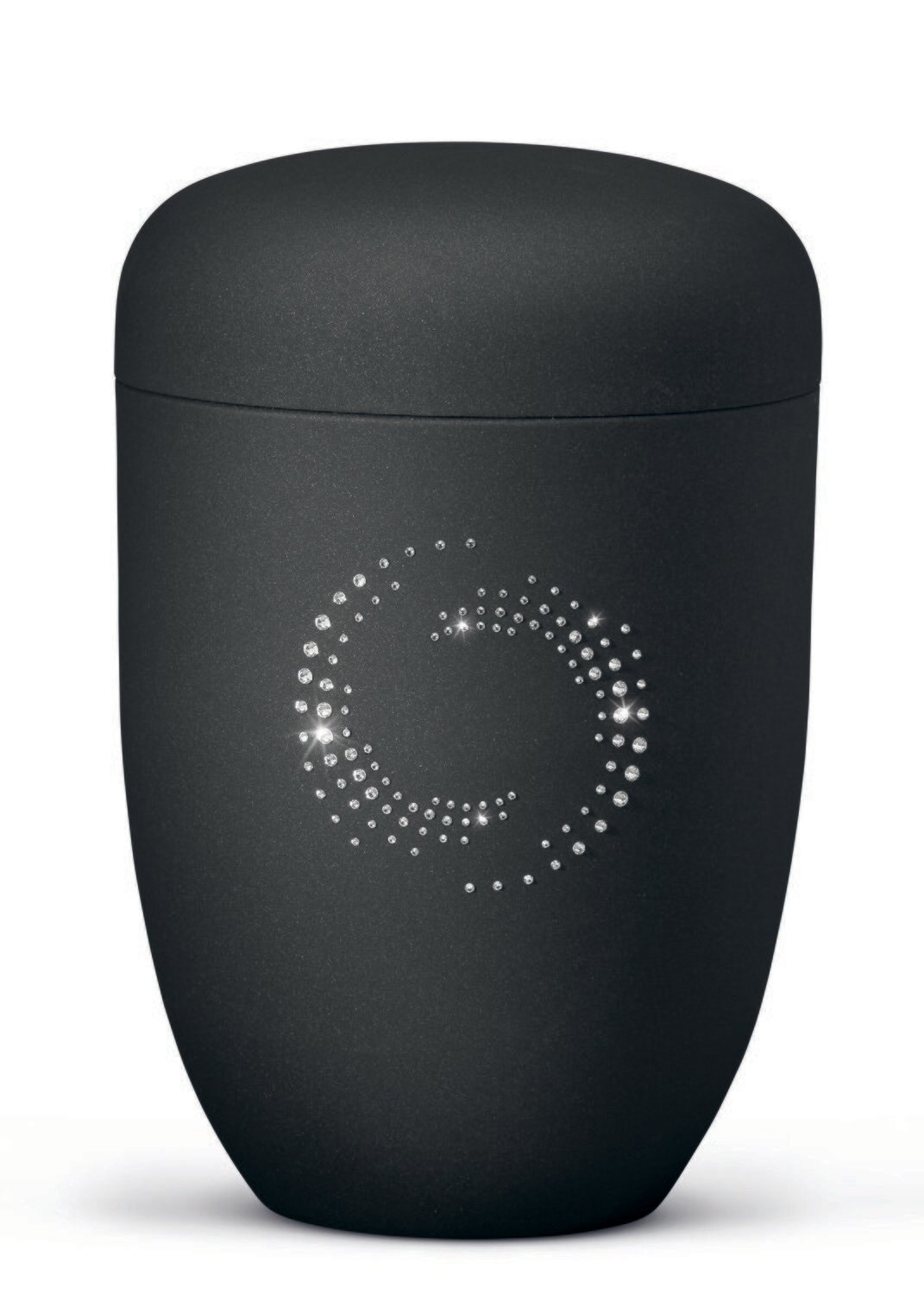 Urna cinerária da linha Swarovski preta com desenho circular
