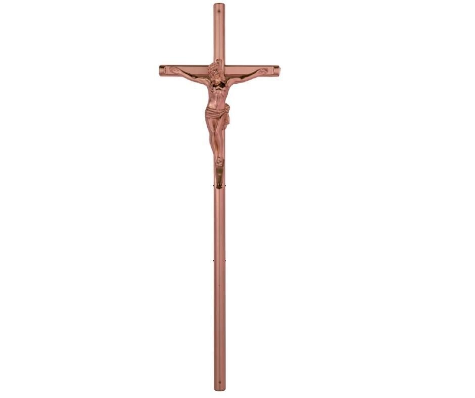 Cruz para caixão em liga de zamak série 356 acabamento em cobre vintage