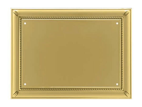 Placas planas de alumínio patinado a ouro com polimento e relevo de borda pintada a ouro 2