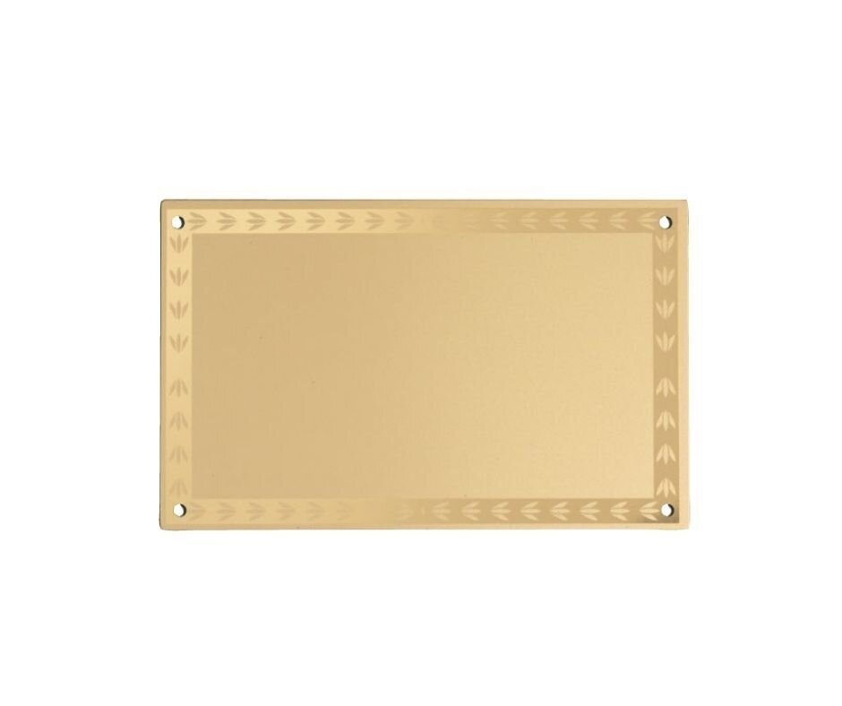 Placa retangular plana de alumínio com fundo dourado patinado e borda dourada polida "tulipa"