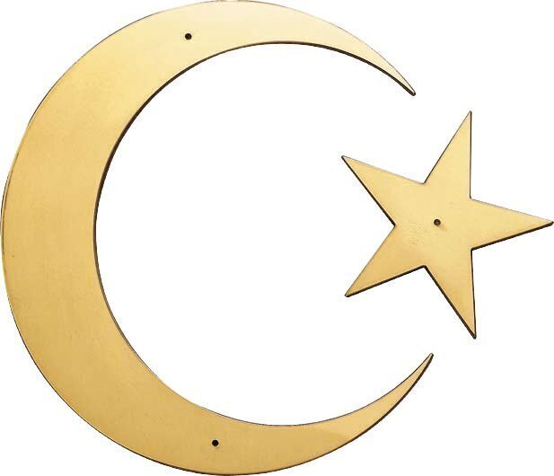 Símbolo muçulmano estrela e crescente em latão