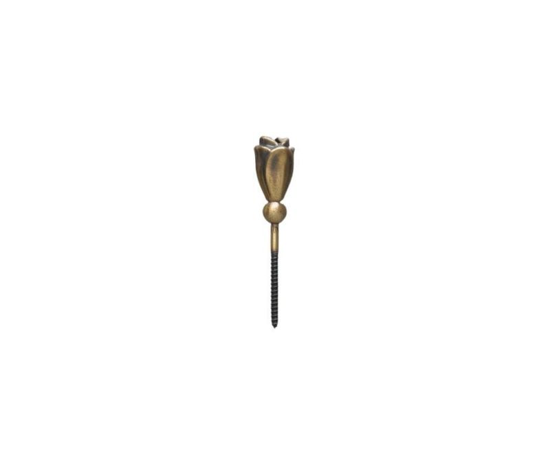 Parafuso de aço com botão de rosa em zamak com acabamento em latão vintage